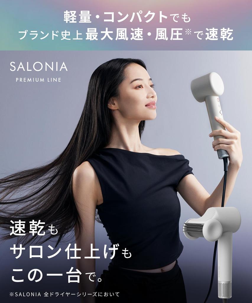 SALONIA Smooth Shine Smart Hair Dryer High Fast Negative Ion (Gray) SAL25120GR, Airflow, Drying,