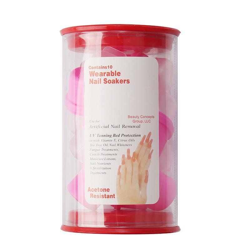 Nail Art Gel Polish Remover Silicone Clips - 10pcs Finger Sleeves & Soak Off Pads