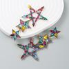 Women's Drop Alloy Strar Hollow Inlaid Color Crystal Geometric Creative Temperament High Quality Earrings