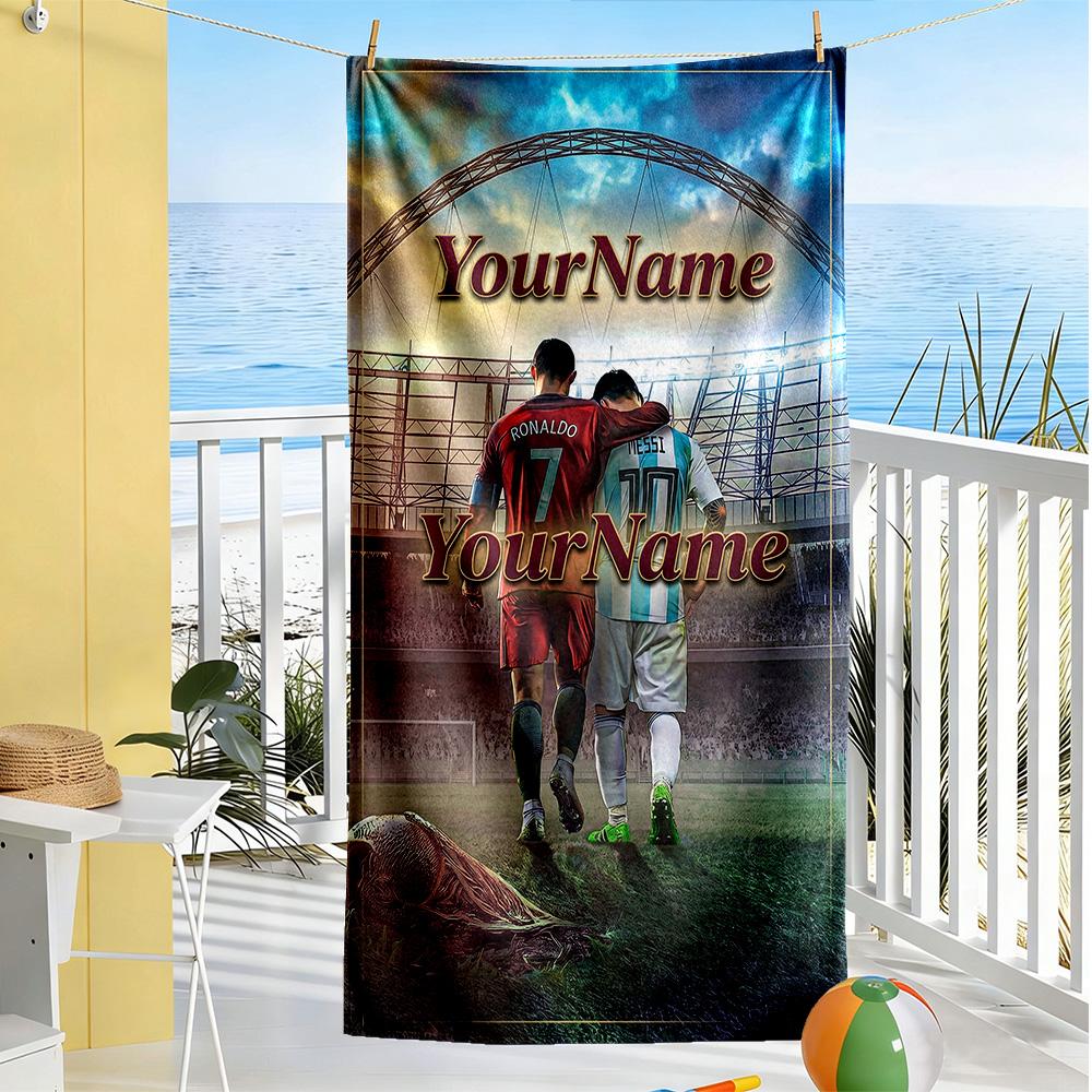 Messi Customize Text Beach Towel Soft Durable Quick-Dry Suitable for Sports Travel Swimming Yoga Bathroom Beach And Pool