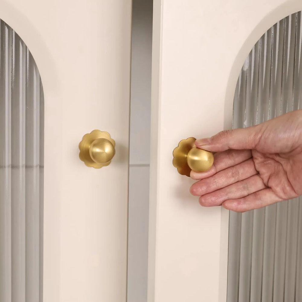 Smooth Surface Brass Drawer Backplates Modern Minimalist Single-Hole Handles Furniture Hardware