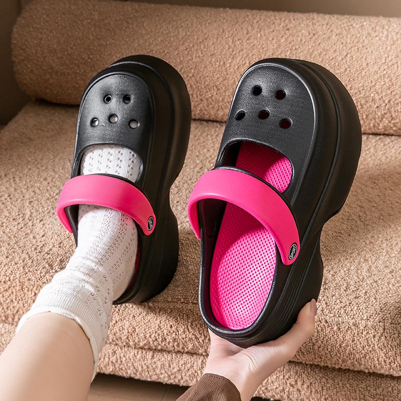 Sandale și papuci de vară cu talpă groasă pentru femei și bărbați de plajă Baotou - Pantofi cu găuri sport de exterior cu dublă utilizare