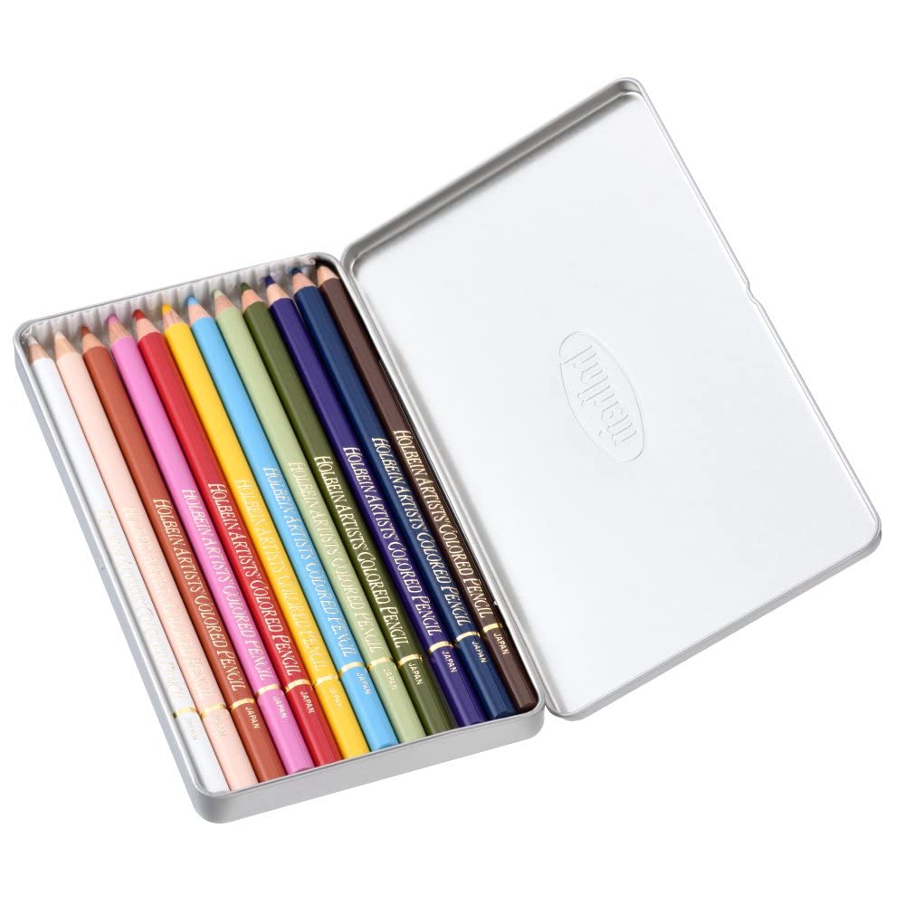 

Holbein Art Professional Artist Colored Pencils, 12-Color Set in a Tin, Portrait Color