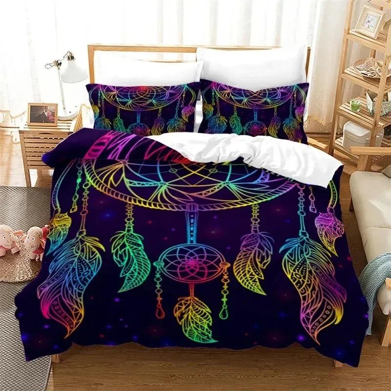 Dreamcatcher Bohemia Mandala Feathers Bedding Set Boys Girls Twin Queen Size Duvet Cover Pillowcase Bed Kids