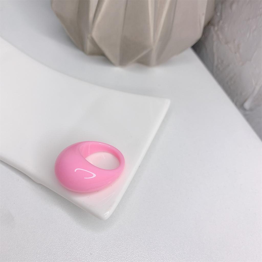 Retro  Cool Colorful Clear Resin Oval Rings Charm Acrylic Water Droplets Shape for Women Girls Travel Summer Popular Jewelry