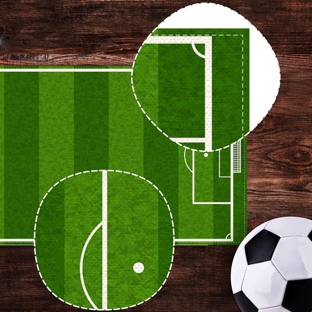 Nepnuser Linen Soccer Table Runner Sport Table Decoration Boy Soccer Birthday Party Supplies for Farmhouse Rustic Vintage Table Cover Home Kitchen
