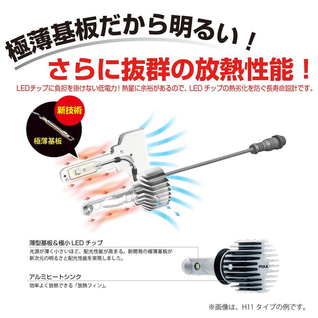 PIAA LED bulb for lights 6000K 42000cd 4700lm equivalent Vehicle inspection compliant compatible 14W beam for driving LEH111 headlights/fog