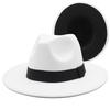 Black And White Double-Sided Color Matching Woolen Top Hat Felt Hat Women'S Flat-Brimmed Jazz Hat Men'S Popular Hat
