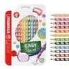 Crayons Aquarelle STABILO Easy Color, Droitier, 12 Couleurs, 332-12