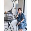 Vintage Hong Kong Style Denim Dress for Women Summer Thin Fabric High End Sense Loose Casual Straight Long Dress