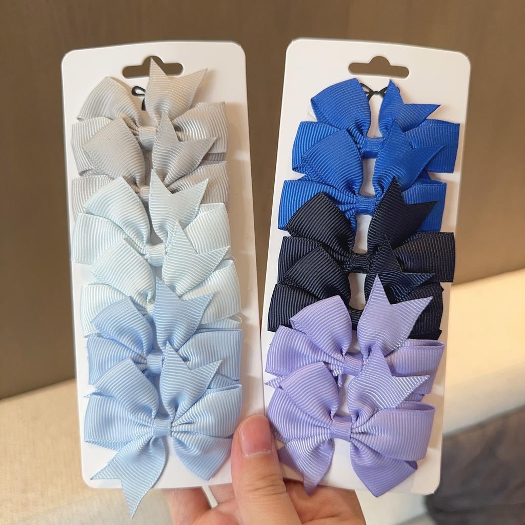 6 stk Baby Cheer Sløyfer Hårspenne for Jenter Ensfarvede Hårnåler Spenner Håndlaget Hodeplagg Barn Nydelig Hårtilbehør 2,5 tommer