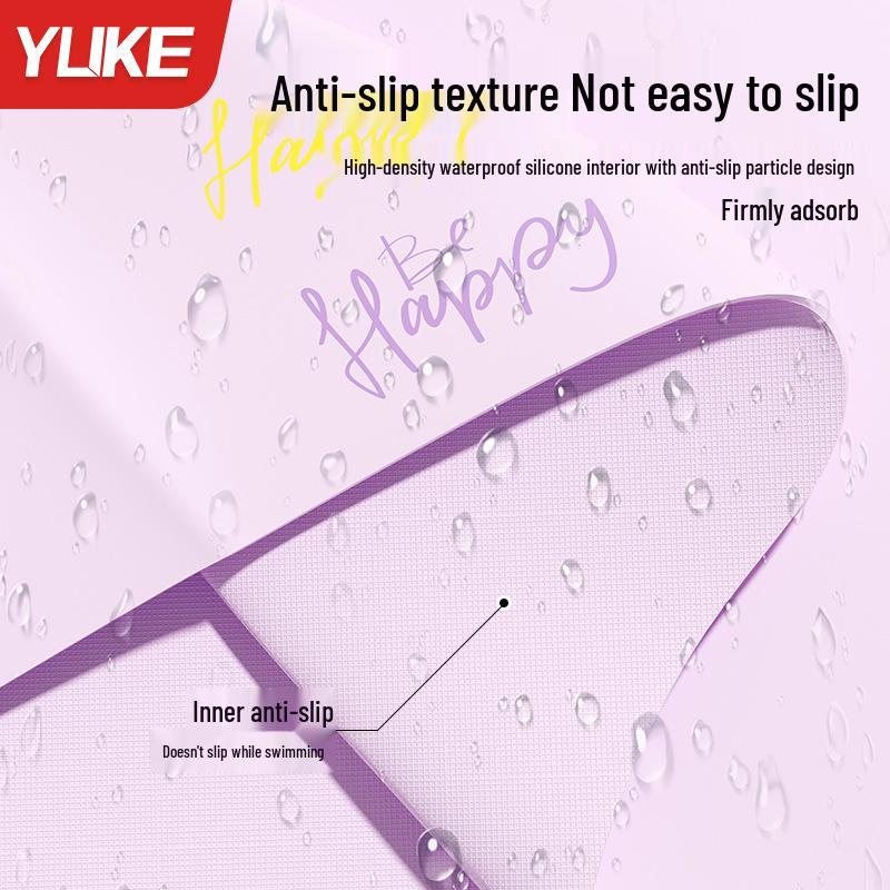 Comfortable Waterproof Silicone Swimming Cap - Ear Protection for Long Hair, Unisex Large Size, Printed Design