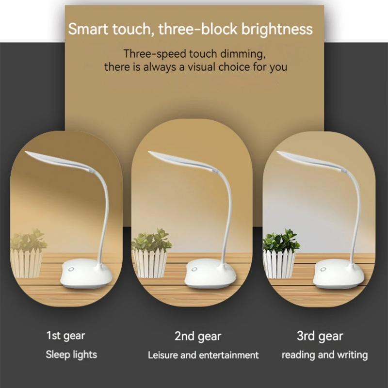 LED Schreibtischlampe USB-Aufladung Nachttischlampe Arbeitszimmer Augenschutz 3 Helligkeitsstufen Einstellbar Faltbar Touch Innen Nachtlicht