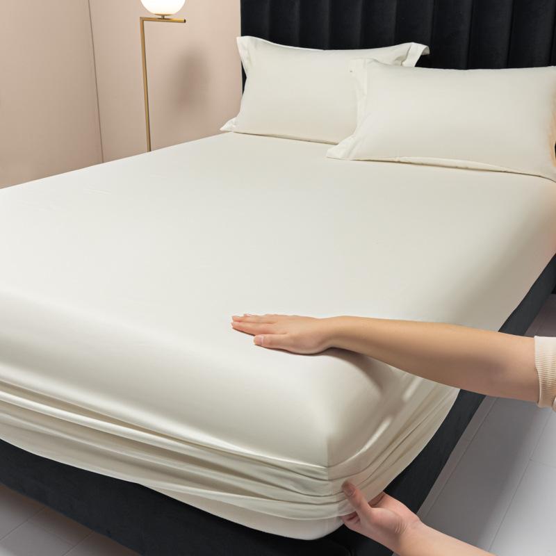 Neues Einzelbettlaken aus doppelsträngiger langstapeliger Baumwolle mit 100 Fäden, einfarbig, leichter Luxus-Matratzenschutzbezug