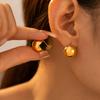 New Ball Earrings Simple Cold Semicircular Hollow Earrings Light Luxury Stainless Steel Jewelry