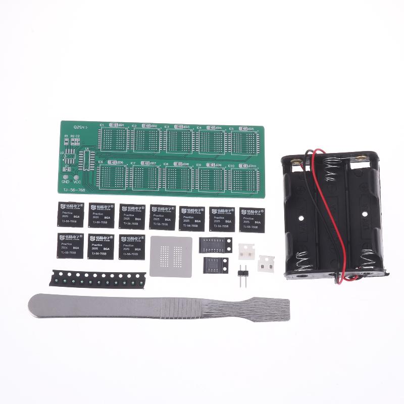 BGA-Chip-Lötübungsplatine Kit Dezimale Fließlichter Lehre Praktisches Training Lötübung Einzelteile