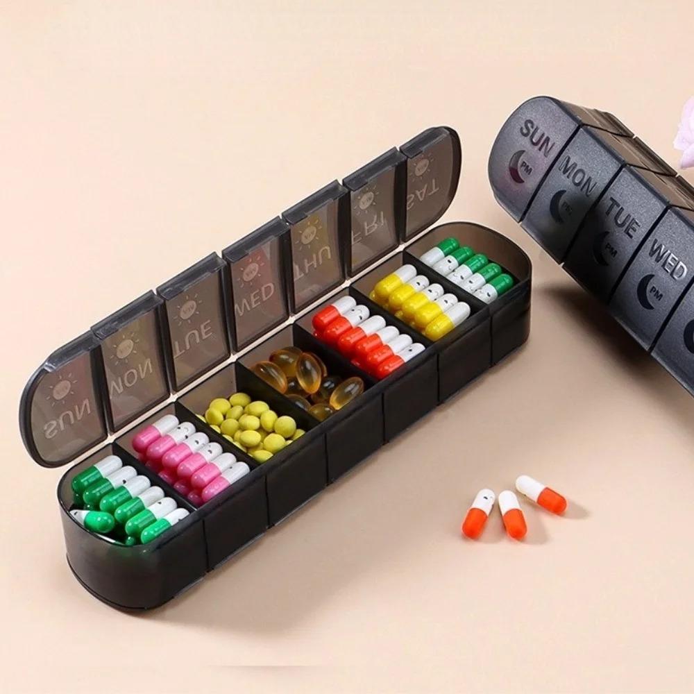New Premuim Weekly Portable Pill Box Case Storage Organizer Container 7 Days Twice A Day 14 Grids for Vitamin Medicine Fish Oils
