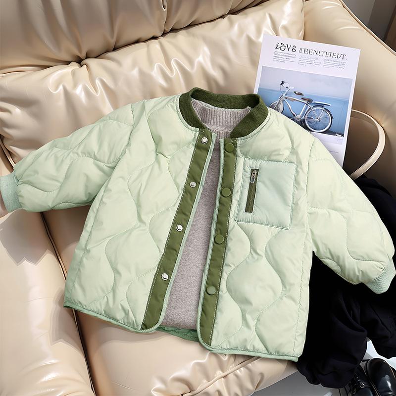 Kids Boys Girl Autumn Winter Solid Color Rounded Neck Coat Warm And Windproof Down Jacket Kids Boys Girls Winter Jacket Warm