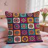 Vintage Bohemian Floral Grid Cushion Cover Short Plush Pillow Case Room Sofa Cushion Covers Home Decor Funda
