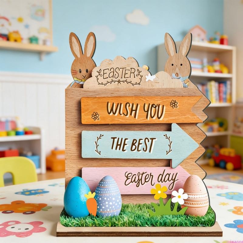 Easters Decorations for Home Decors Easters Bunnies Wood Table Centerpieces Signs Easters Freestanding Tabletop Ornament