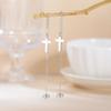 Dawapara Cross Long Earrings for Women Stainless Steel Tassel Earrings Christian Symbol Minimalism Cross Charm Religious Jewelry