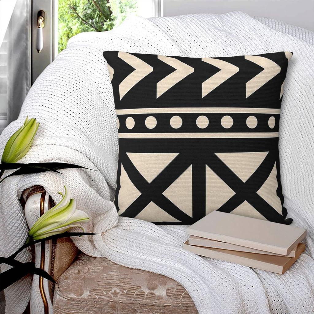 Federa Cuscino Quadrata Tendenza Bianco e Nero in Tessuto di Fango Africano Copricuscino Cuscino Comfort Cuscino da Arredo per Casa Soggiorno