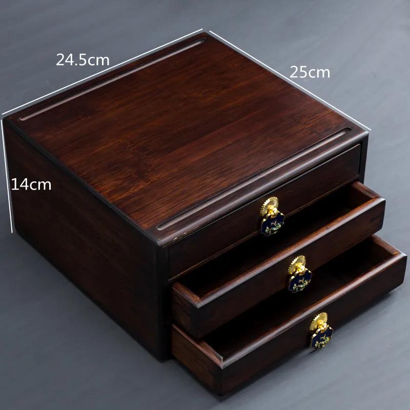MultiLayer Bamboo Tea Box Drawer Storage for Tea Bags & Jewelry Decorative Desktop Organizer Home Storage Solution