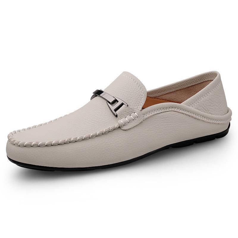 Men s Genuine Cowhide Leather Slip-On Loafers - Casual and Business Style Driving Shoes 36