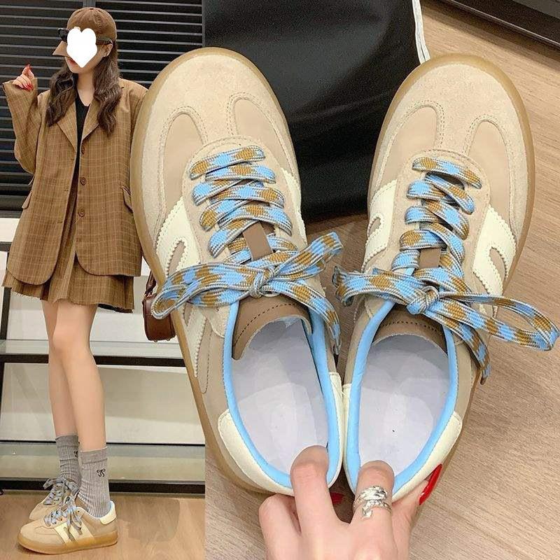 American retro soft color matching German training shoes 2025 spring and autumn new round head flat bottom sports and leisure Forrest Gump shoes