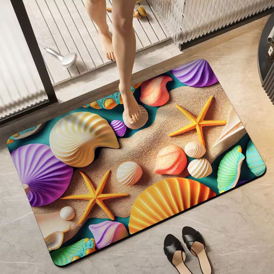 

3D Visual Flower Diatomaceous Earth Floor Mat Toilet Bathroom Absorbent Quick Drying Floor Mat Dirt Resistant Easy To Maintain Anti Slip Foot Mat 40*50cm [diatom mud]