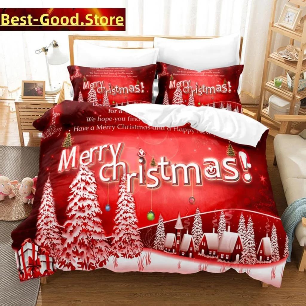 3D Christmas Quilt Cover Bedding Set Duvet Comforter Pillow Case Bed Linens Twin Queen King Double Full Single Bedroom