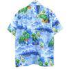 MAUI Overall Handle Short Sleeve Aloha Shirt M Bluish Men's Used