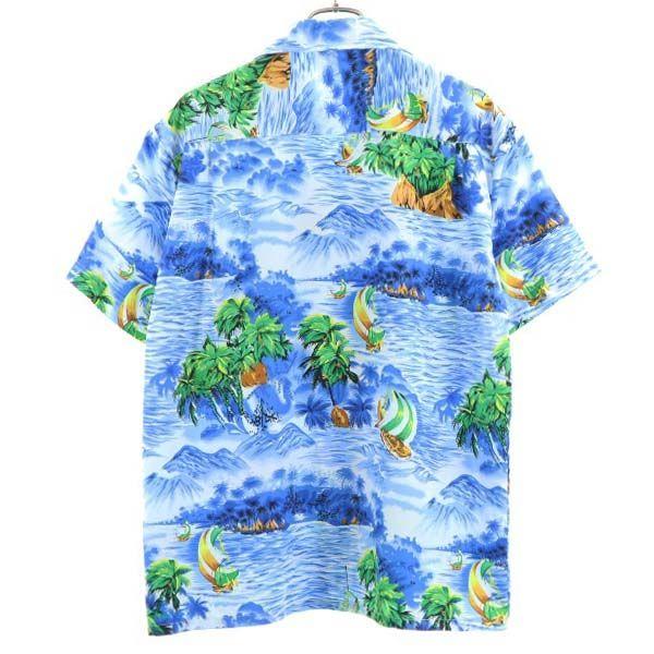 MAUI Overall Handle Short Sleeve Aloha Shirt M Bluish Men's Used
