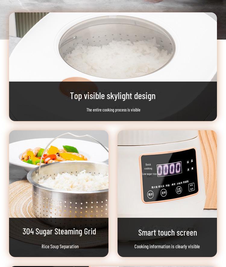 Chuwu 3L Smart Rice Cooker with Voice Control & Soup Separation, Ideal for New Homes