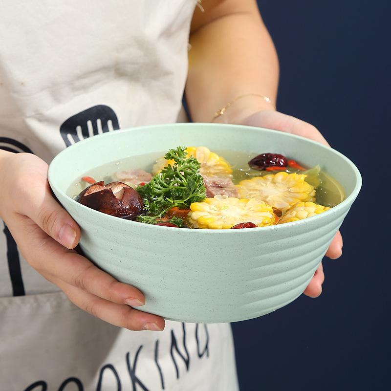 Reusable Wheat Straw Bowls Eco Friendly Lightweight Food Grade Plastic Rice Salad Cereal Soup Bowls Dinnerware