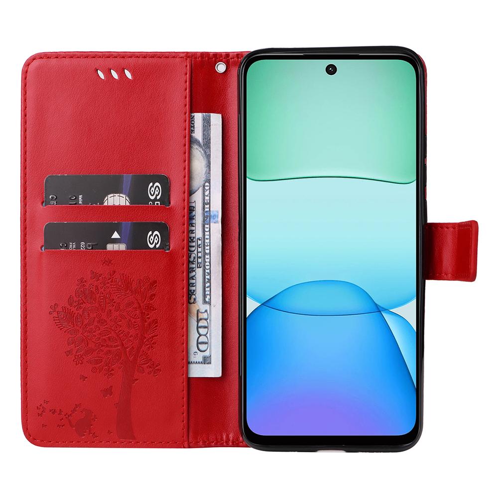 

For Xiaomi Redmi 13 5G/13 4G Phone Case with Stand Cat Tree Pattern Leather Wallet Mobile Cover Blue