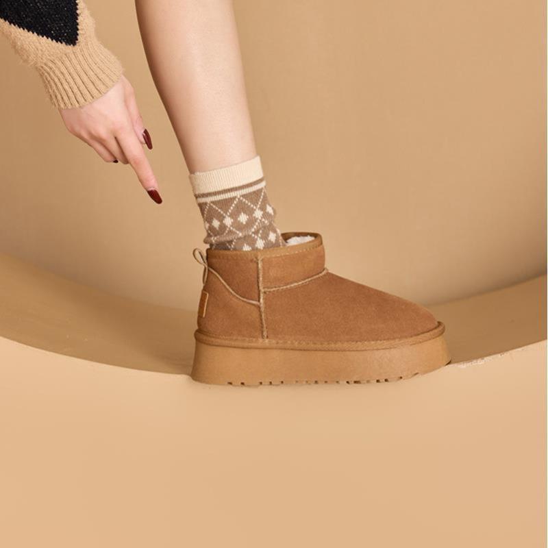 thick-soled snow boots women's new winter muffin thick-soled outer wear velvet warm waterproof non-slip cotton shoes boots