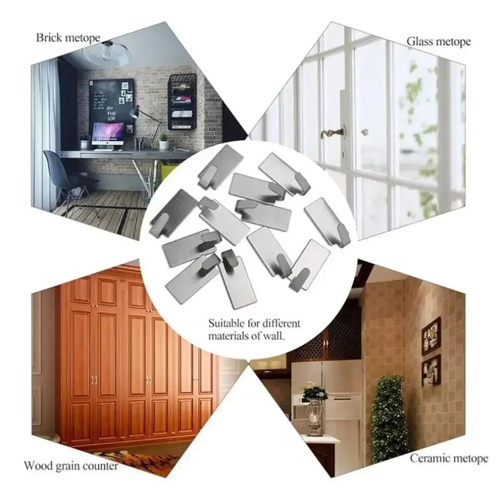 1/6PCS Kitchen Bathroom Wall Hanger Hook Small Stainless Steel Bathroom Organizer Multi-purpose Self Adhesive Towel Rack Hanger