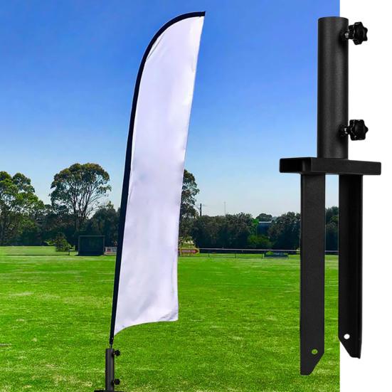 Heavy-Duty Flag Pole Holder Ground Stake Metal Flag Spike for Ground Adjustable Feather Flag Base Universal Light Stakes Rust-Resistant Outdoor Stand