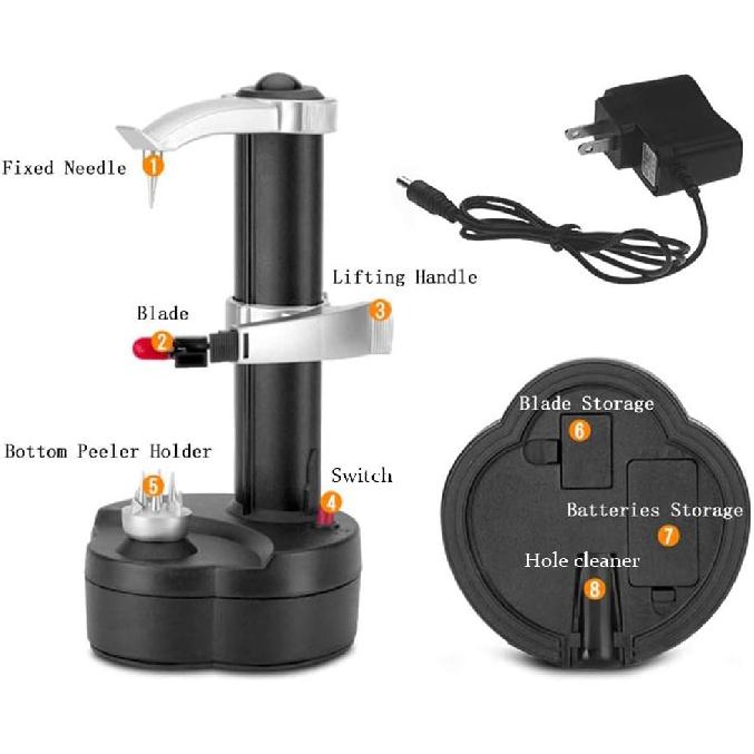 Electric Potato Peeler Automatic Potato Peeler Machine, Electric Peeler Fruits and Vegetables, Apple Peeling Machine for Kitchen [1 Adapter 2 Extra