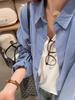 Women's Solid Color Cotton Shirt - Spring/Autumn Korean Style, Casual Loose Fit, Versatile Long Sleeve Jacket Top