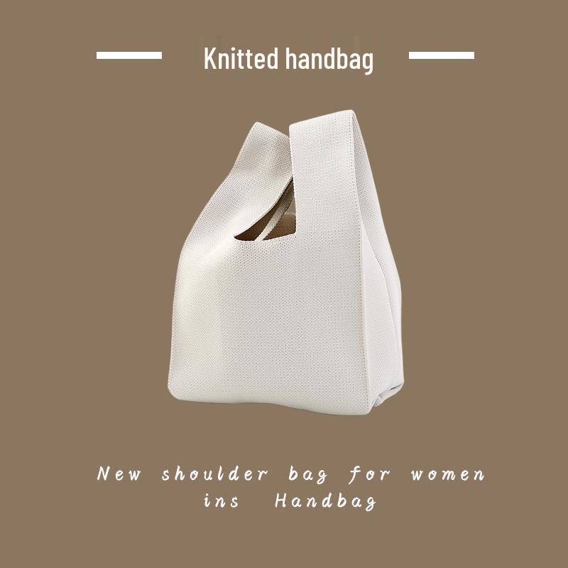 Trendy Women's Knitted Wool Bucket Handbag - Casual Tote & Lunch Box Bag