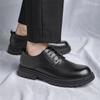 Mode Herrenleder Schuhe mit runder Zehenpartie Minimalistischer und vielseitiger Stil Party Hochzeit Outdoor Freizeit Business Herrenschuhe mit dicker Sohle