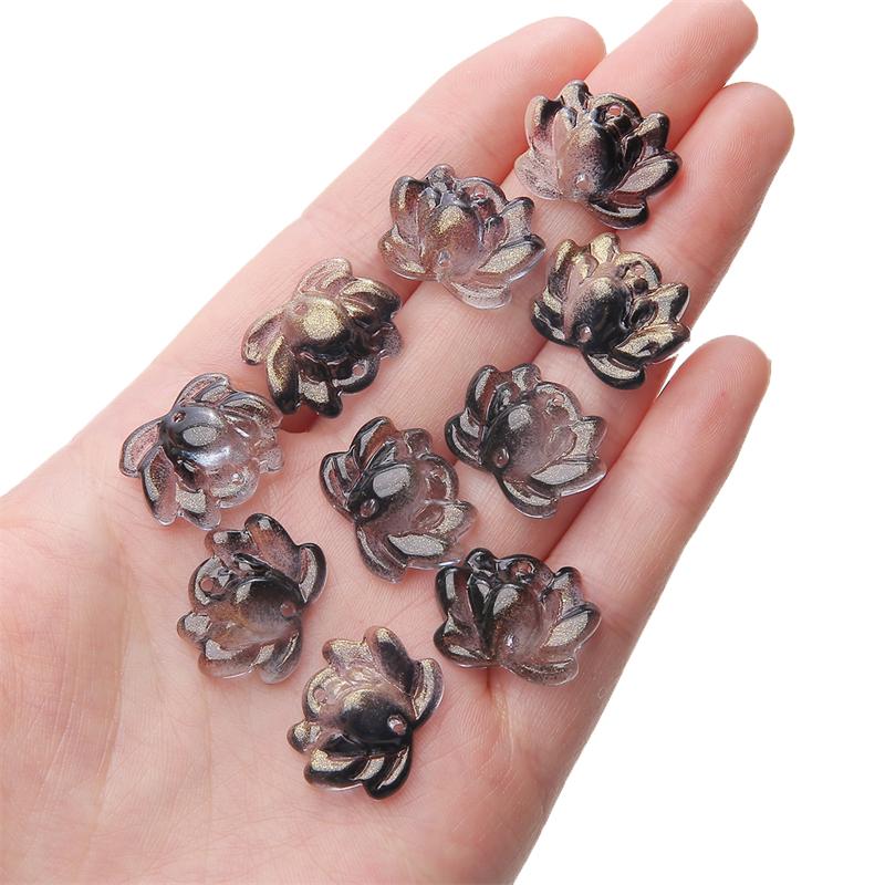 5Pcs Glass Double Hole Lotus Flower Beads Pendant Charm for Necklace Bracelet Earring DIY Jewelry Making