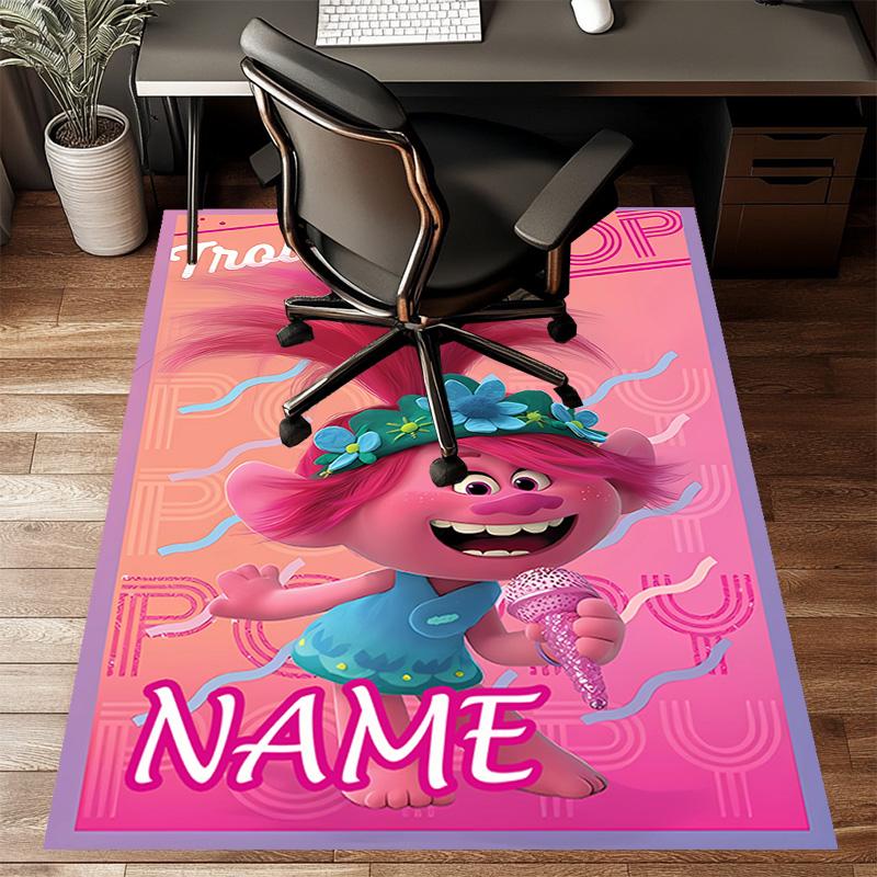 Custom Trolls Mat Personalized Name, Polyester Washable Indoor Entryway Rug, Gift for Christmas, Easter, Thanksgiving Day