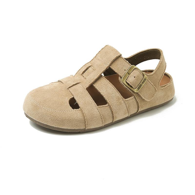 

Ретро Мори Баотоу Сандалии Женские 2025 Новые Двухсторонние Полые Биркенштоки Полушлепанцы Плетеные Мягкая Плоская Подошва Обувь Клетка Свиньи 35 хаки