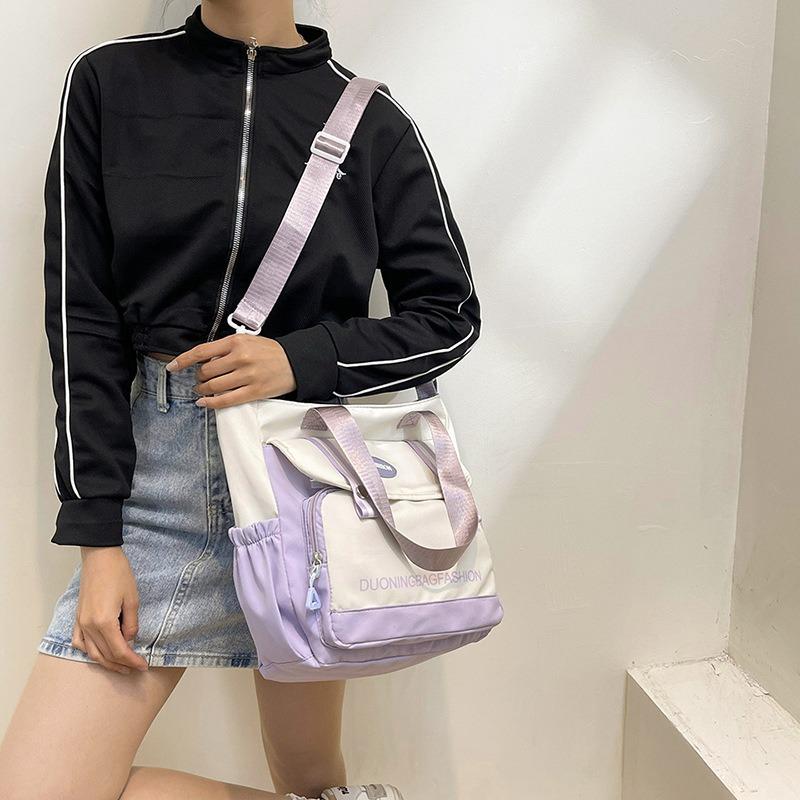Canvas large-capacity tote bucket bag women's bag summer new messenger bag delivery shoulder bag