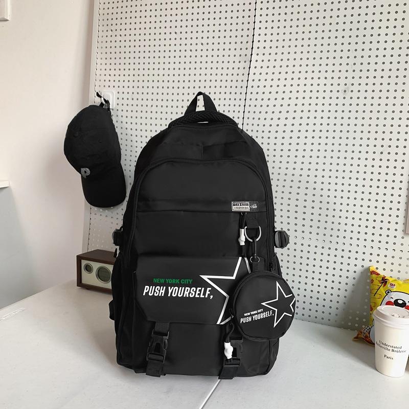 Schoolbag Japanese ins Tooling Style School Bag Male Large Capacity Junior High School Student Backpack Cool College Student Couple Backpack