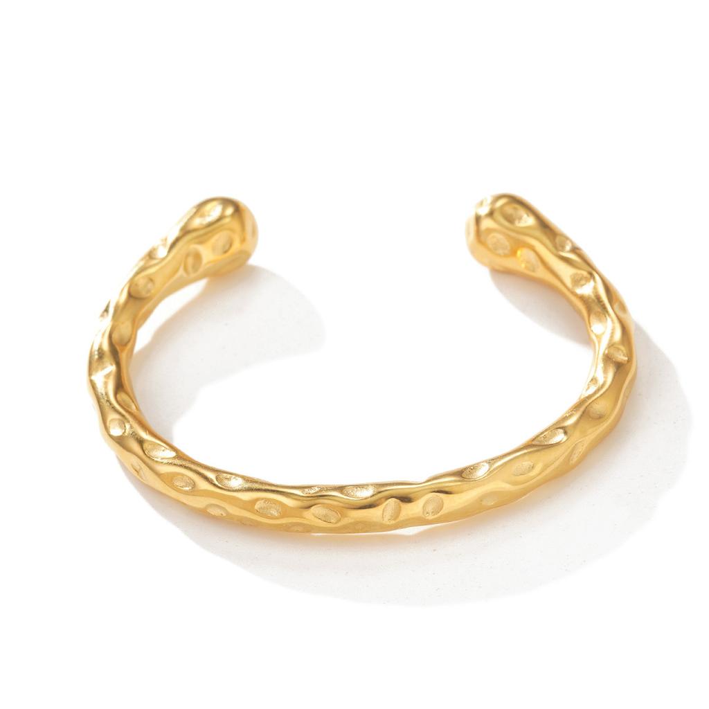 Still simple and personalized new double-layer staggered metal jewelry European and American open stainless steel bracelet female gold