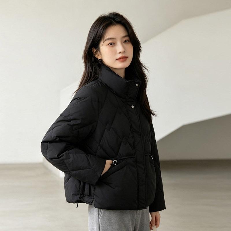 Down jacket women's winter new short duck down warm explosive jacket small stand-up collar zipper tide